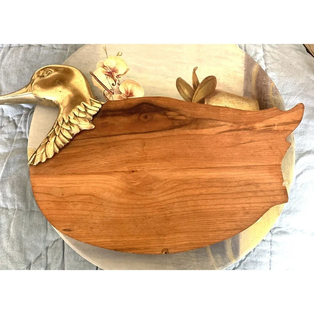 Brass and Wood Duck Cutting Board Charcuterie Cheese Board